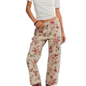 Free people We The Free Deep Trance Floral Denim pants NWOT